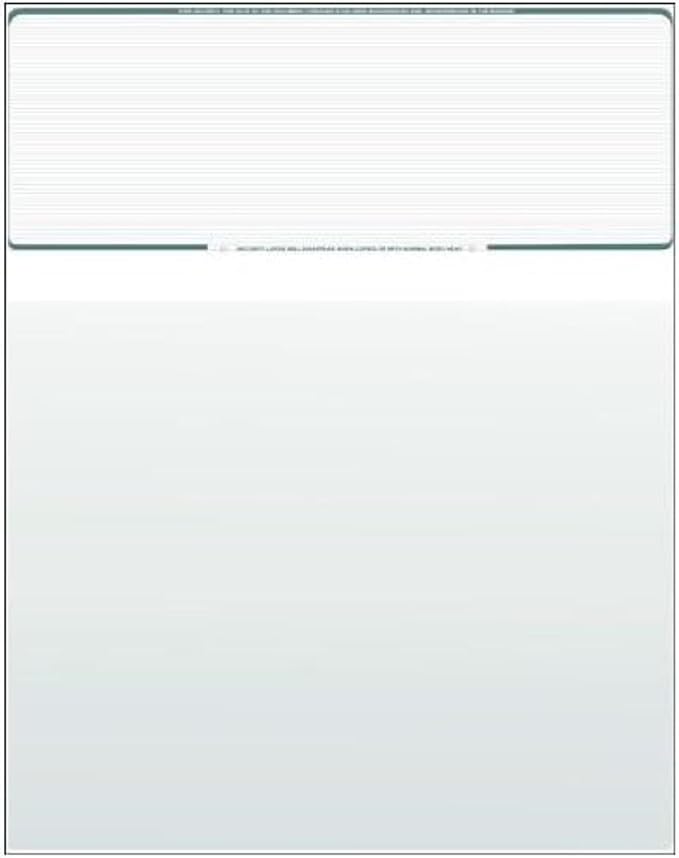 Compuchecks Top Blank Check Paper - 100 Pack, Quick-Books & Laser Printer Compatible - Security Business Checks with Voucher - 8.5" x 11" Green Pinstripe