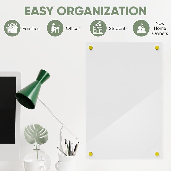 Ships Next Day, Made in USA - Acrylic Dry Erase Board | Non-Magnetic Dry Erase Board | Hanging Frameless White Board | Acrylic for Office, School and Home Walls | for Kids & Adults (White - 12x18)