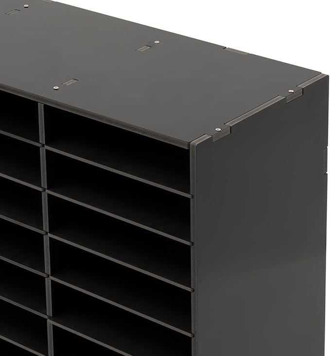 36 Slots Mail Sorters for Office, PVC Literature Organizer with Removable Shelves, Door-Less Mail Center Paper Storage Cabinet for Files Magazines Documents, 9.3 * 2.4in Each Slot (36 Slots - Black)