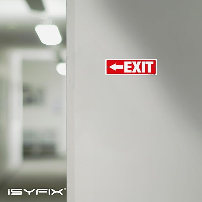 iSYFIX Exit Signs 2 Pack 12x4 Inch with Directional Left Arrows - Rust Free Aluminum, Laminated for UV, Weather, Scratch Resistance - Ideal for Offices, Schools, Theaters, Restaurants