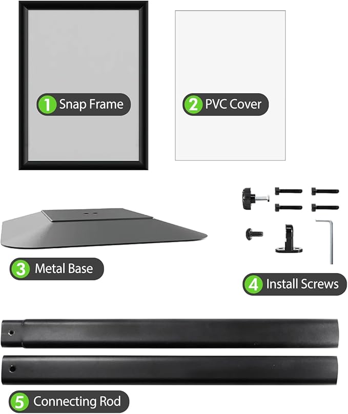 INNOVSIGN Heavy Duty Adjustable Pedestal Poster Sign Stand, 11x17 Aluminum Open Floor Standing Sign Holder for Vertical and Horizontal View Display, Black