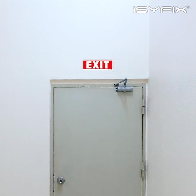 iSYFIX Exit Sign – 6 Pack 12x4 Inch – 40 mil Thick Polystyrene Plastic Sign, Laminated UV, Scratch & Fade Resistance, Waterproof, Indoor & Outdoor, Exit Signs for Exterior.
