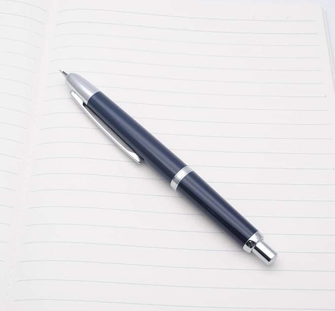 JINHAO 20 Press Fountain Pen, Retractable Capless Resin Pen with Ink Converter (EF Nib 0.4mm, Dark Blue)