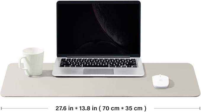 Leather Desk Mat - Non-Slip PU Desk Pad for Office and Home - Desk Organization and Accessories - Ideal for Large Mouse Pad and Desk Mats on Top of Desks (Light Gray,27.6"x 13.8")