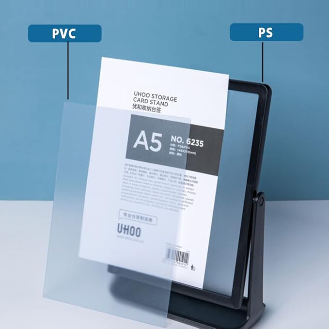 ECKEK ABS Plastic Sign Holder, Menu Displays T Shape Sign Stand, Rotating Display Stand for Ads, Menu, Photos, Business Card (Black A4 210×297mm/8.27×11.69 inches)
