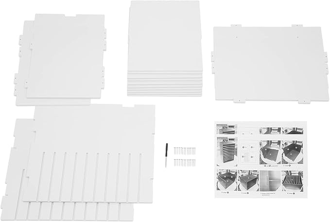GUEYYSAN Vertical File Storage Rack, 11-Compartment Desktop Sorter Documents Box with Removable Shelves for Studios Office (White)