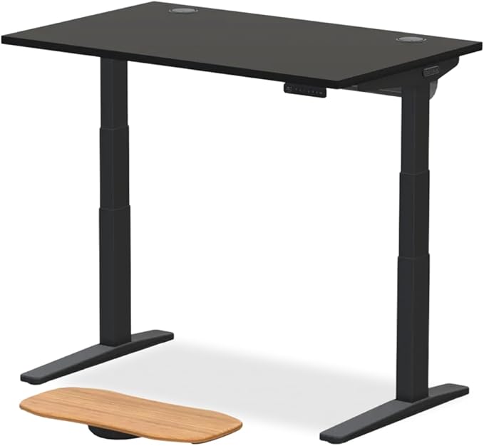 UPLIFTDESK V3 2-Leg Black Laminate Wood Standing Desk – Adjustable Height, Advanced 1-Touch Memory Keypad, Under Desk Cable Management, Wire Grommets & Rocker Board (Black C-Frame, 48 x 30 inch)