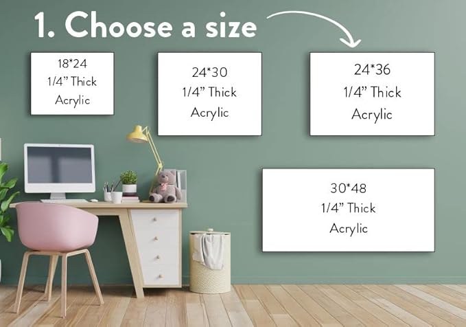 Acrylic Dry Erase Board for Wall with Stylish Border - Shipped Next Day, Made in USA, Non-Magnetic Whiteboard, Wall Mounted Board, Easy to Clean (Black - 11x14)