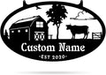 RealSteel Personalized Metal Farmhouse Sign - Custom Farm Scene Wall Art with Barn, Horse, Trees, and Fence - Custom Last Name & Established Date - Durable Outdoor Garden and Patio Decor