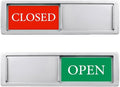 Open Closed Sign for Business Door, Open Signs privacy Slide Door Sign Indicator for Business Storefront, Restroom, Office Door, Wall, Window, Restaurants, Retail Salon Shops (Silver)