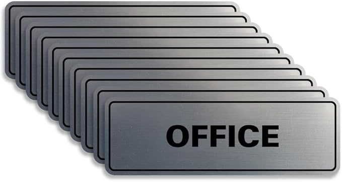 Signs ByLITA Standard Office Sign - Professional Business Signage - Easy to Install (Brushed Silver) - Large10 Pack