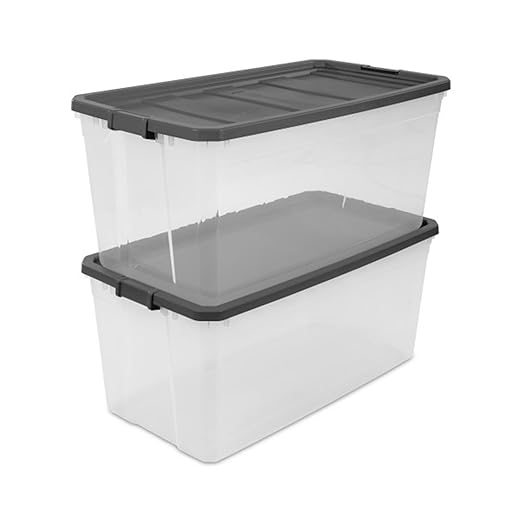Sterilite 9-Pack Modular Stacker Box, Durable Clear Plastic Storage Bins with Latching Lids, 200 Quart - Stackable Organizing Container Boxes for Closet, Bathroom, and Office