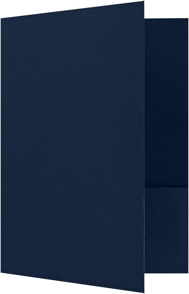 LUXPaper 9" x 12" Presentation Folders | Two Pocket | Nautical Blue Linen | 100lb. Cover | 100 Qty