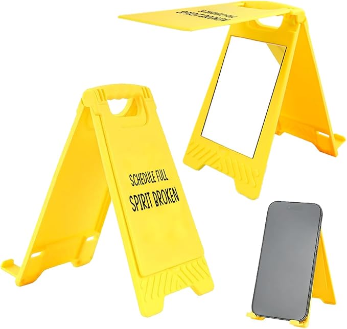 Funny Office Desk Accessories,Motivational Affirmations Office Cubicle Decor,Desk Decor,Phone Holder Mirror Acrylic Table Signs,Daily Desktop Corporate Work Humor Gifts for Coworker (Spirit Broken)