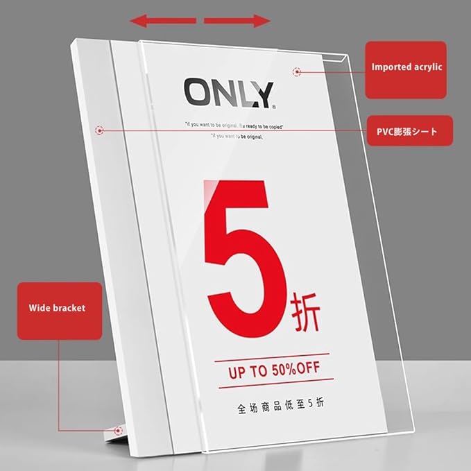 ECKEK Acrylic Sign Holder A3/A4/A5 Menu Displays L Shape Sign Stand Table Top Sign Stand (Horizontal A4 297×210mm/11.69×8.27 inches)