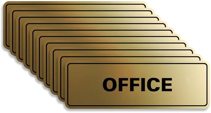 Signs ByLITA Standard Office Sign - Professional Business Signage - Easy to Install (Brushed Gold) - Medium 10 Pack