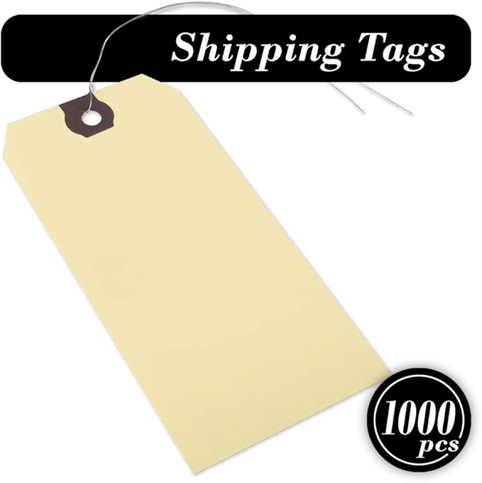 INNOVART Shipping Tags Double Wired 3 3/4" x 1 7/8", Manila Wire Tag with Reinforced Eyelet, Manila Tag Case of 1000