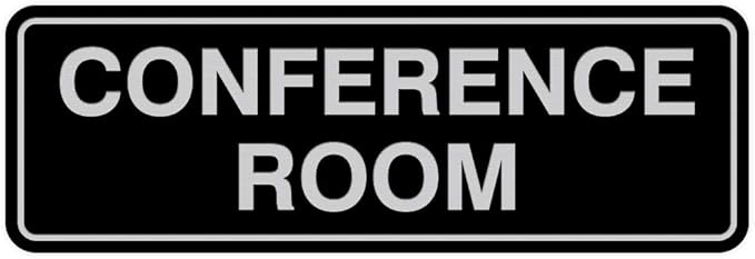 Standard Conference Room Sign - Black/Silver - Large 1 Pack
