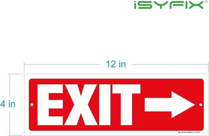 iSYFIX Exit Signs - 6 Pack 12x4 Inch Directional Arrow Signs, 40 mil Polystyrene Plastic, UV Laminated, Scratch & Fade Resistant, Waterproof - Ideal for Office, Theater, School, Business