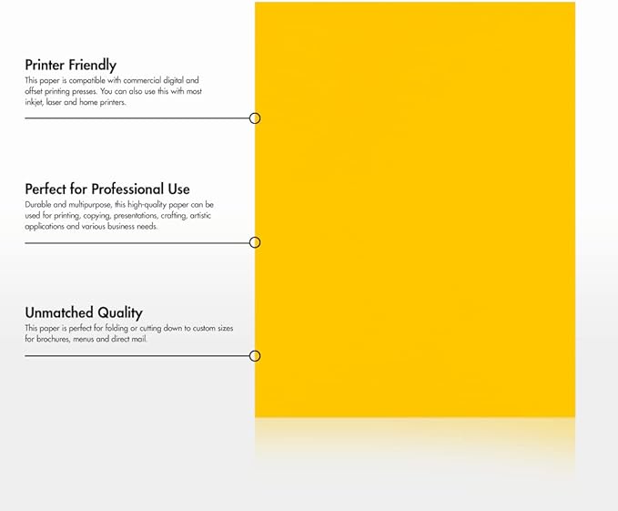 LUXPaper 8.5" x 11" Paper | Letter Size | Sunflower Yellow | 80lb. Text | 1,000 Qty