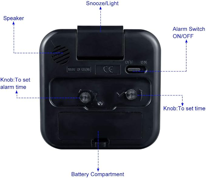 Tinload Small Battery Operated Analog Travel Alarm Clock Silent Non Ticking, Gentle Wake, Ascending Beep Sounds, Snooze,Lighted on Demand, Easy Set(Black)