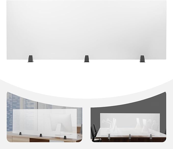 Desk Divider for Students and Desk Privacy Panel, Frosted Acrylic Plexiglass Shield with Clamps for Offices Schools Call Centers, Ideal Cubicle Light Shield - 60”L X22”W