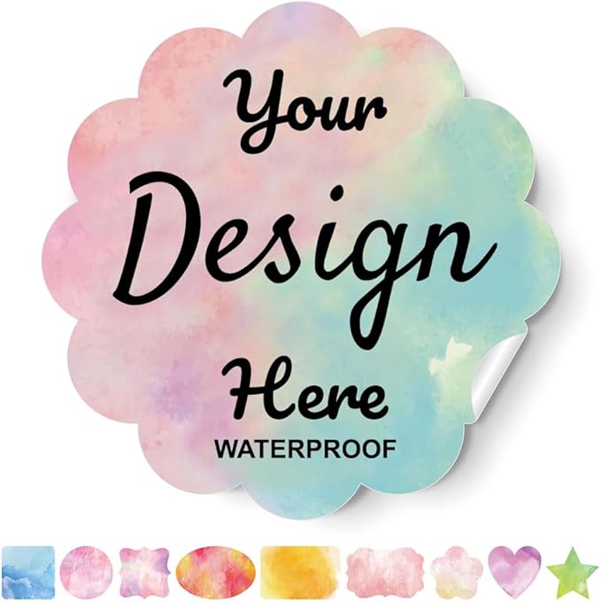 Custom Personalized Labels - Custom Stickers with Any Design Image Logo Text, 100 Labels (Scalloped, 2"x2")