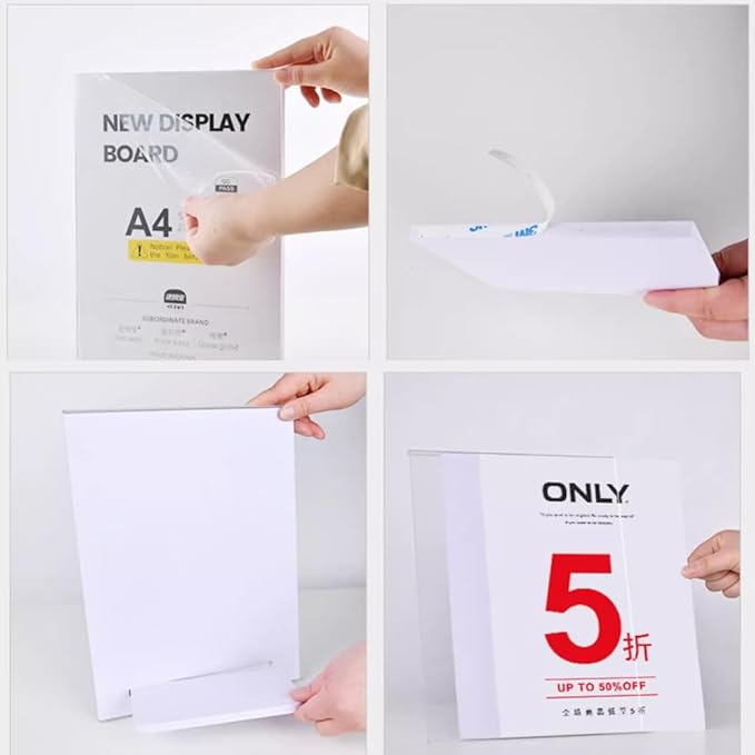 ECKEK Acrylic Sign Holder A3/A4/A5 Menu Displays L Shape Sign Stand Table Top Sign Stand (Vertical A4 210×297mm/8.27×11.69 inches)