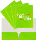JAM PAPER Custom Printed Semi-Gloss Folders with Round Corner Pockets - Personalized Logo & Text - 12pt C1S - Lime Green - 100/Pack