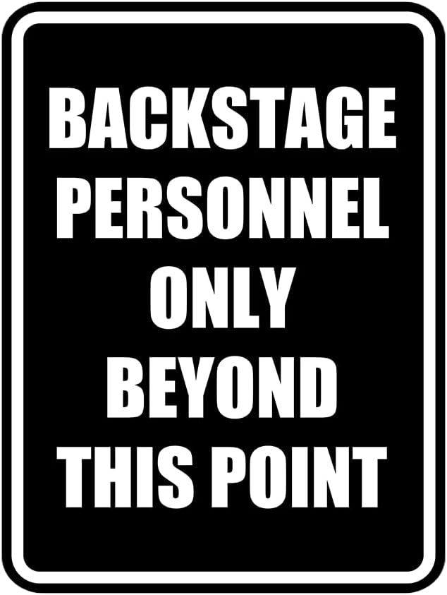 Portrait Round Backstage Personnel Only Beyond This Point Door or Wall Sign Easy Installation | Music | Concert | Festivals Sign (Black) - Large