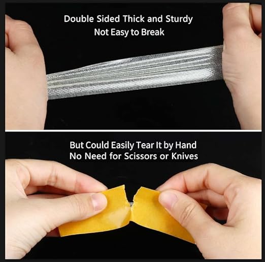MILEQEE Double-Sided Tape Strong and Tough, Extra Large 3.2in x 66FT(20m), Durable Duct Cloth Carpet Rugs Fiberglass Mesh Tape, High Stickiness 2 Sided, Multipurpose Removable Residue-Free, Easy Tear