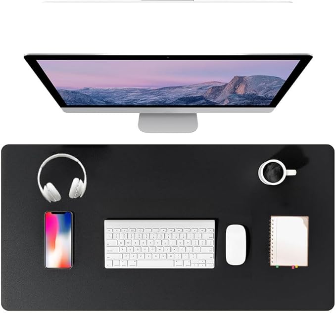 PU Leather Desk Pad Protector Gaming Mouse Pad Non Slip Desk Mat for Keyboard and Mouse Waterproof Desk Writing Pad for Office and Home Desk Accessories(Black, 35.4 * 17.7)