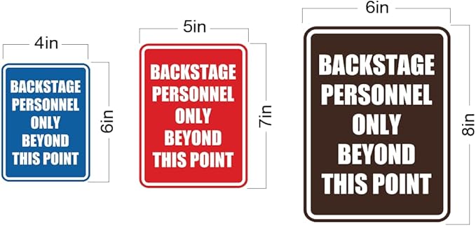 Portrait Round Backstage Personnel Only Beyond This Point Door or Wall Sign Easy Installation | Music | Concert | Festivals Sign (Ivory/Dark Brown) - Large (10 Pack)