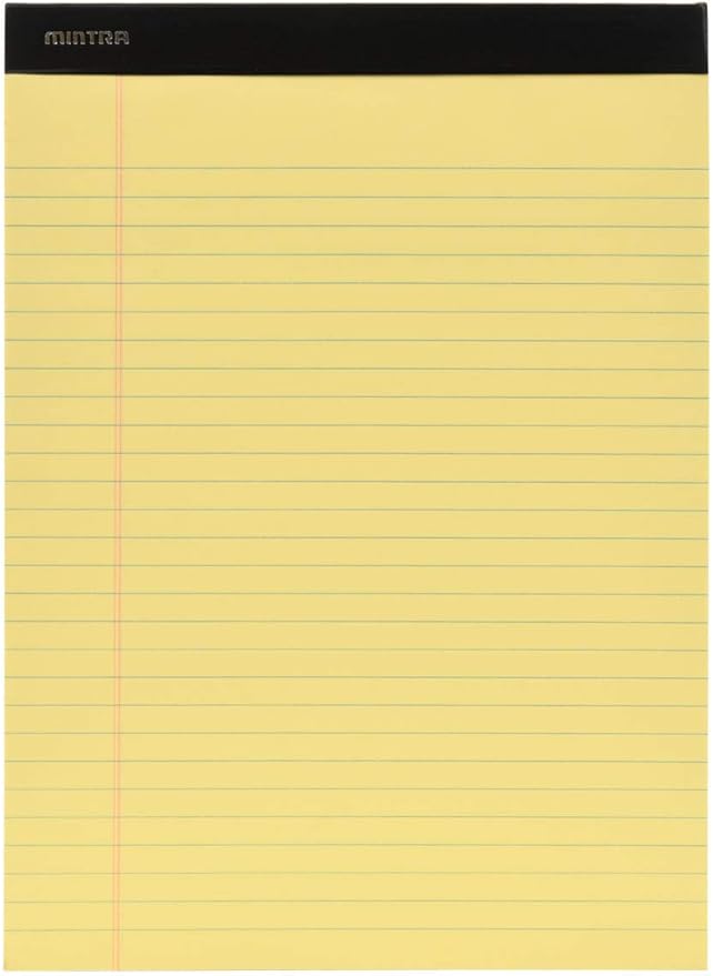Mintra Office Legal Pads, ((Basic 6pk - (Pastel Version #2), 8.5in x 11in, Wide Ruled))