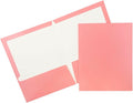 JAM PAPER Laminated Two Pocket Glossy School Folders - Letter Size - High Gloss Baby Pink Pastel - Bulk 50/Box