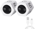 Productivity Timer Flip Gravity Sensor Cube Timer Countdown & Countup,Mute & Vibrate & Sound，5/10/30/60min & Custom Timing, Perfect for ADHD,Work,Learning,Kitchen Cooking (2, White Hexagon)