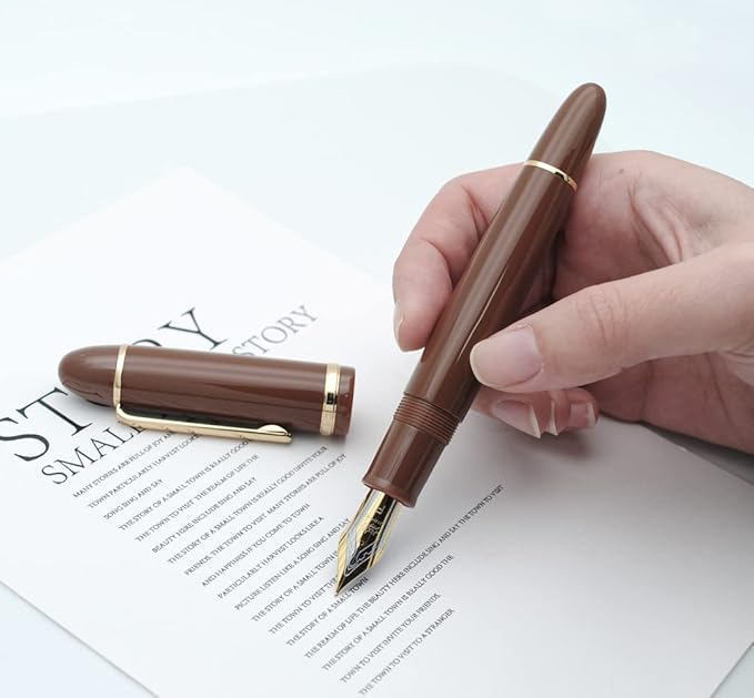 JINHAO X159 Fountain Pen (EF Nib 0.38mm, Coffee with Gold Clip)