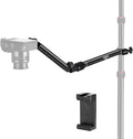 NEEWER Overhead Camera Mount Arm with Phone Clip, 22"/56cm 180°&360° 2 Section Flexible Holding Arm for Desk Stand, Fits 0.87"-1.1" Tube, 5.5lb/2.5kg Max Load for Camera LED Ring Light Mic, DS009