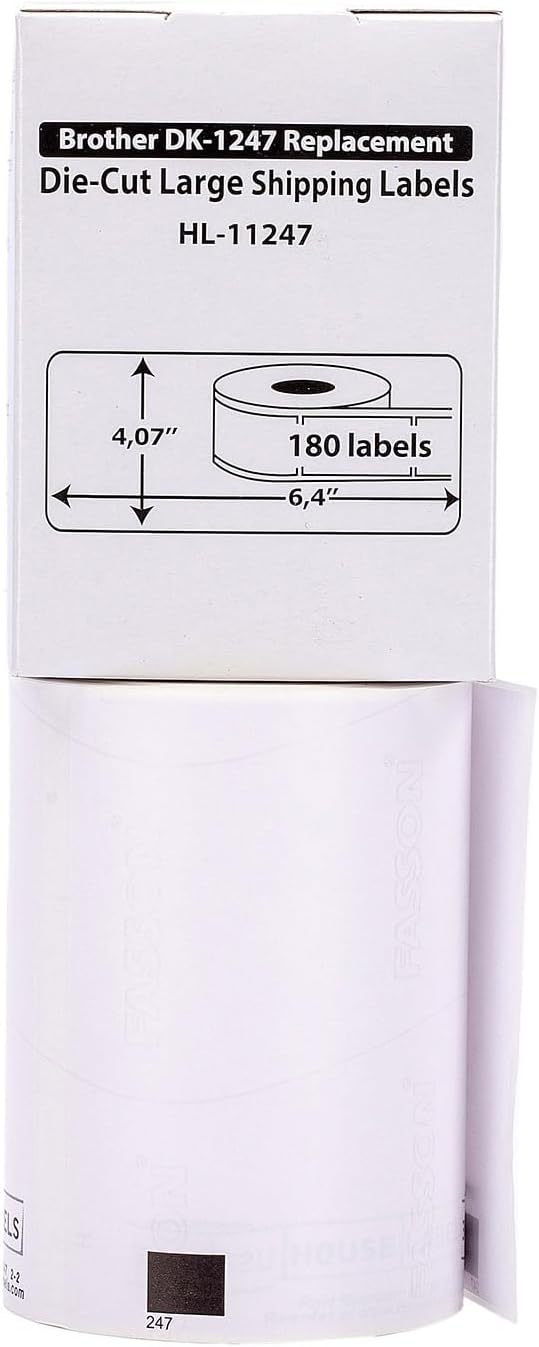 HOUSELABELS Compatible with DK-1247 Replacement Roll for Brother QL Label Printers; 180 Large Shipping Labels; 4.07" x 6.4" (103mm*163mm) - 40 Rolls