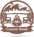 RealSteel Personalized Campfire Monogram Sign – Custom Metal Wall Art for Home, Cabin, or Campsite – Ideal Gift for Weddings, Anniversaries, Housewarmings