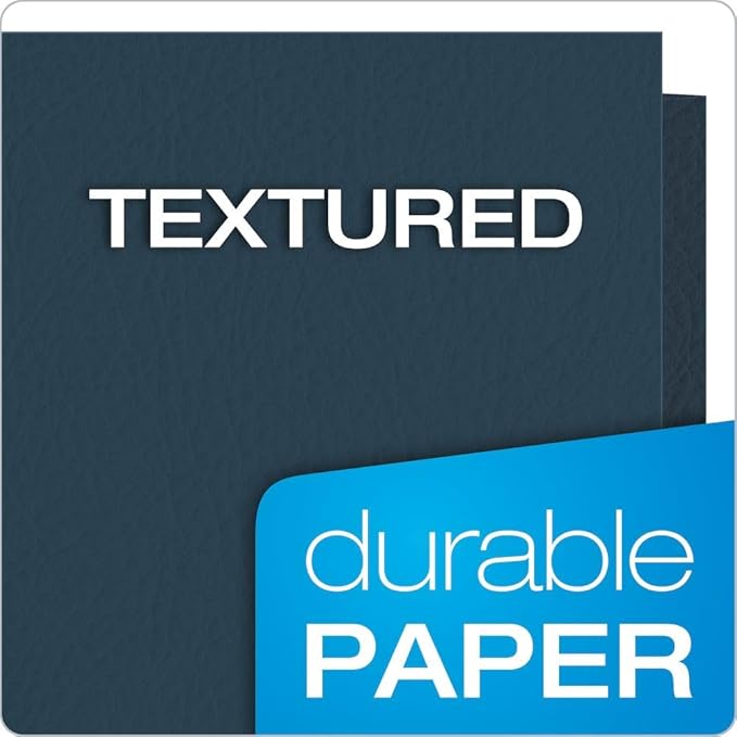 Oxford Twin-Pocket Folders, Textured Paper, Letter Size, Dark Blue, Holds 100 Sheets, Box of 25 (57538EE)