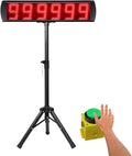 5 Inch 6-Digit LED Race Timer, Running Event Gym Timer for Countdown/Count Up, 12/24 Hour Real Time, Stopwatch with Remote Control, Portable Large Wall Clock（Button+Tripod）