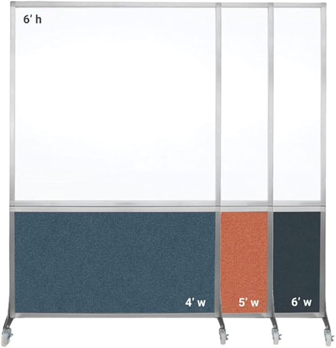 DivideWrite Mobile Whiteboard | Double Sided Dry Erase Board | Portable Office Cubicle Partition | Display for Classrooms, Conference Rooms, Meeting Areas and More | Cloud Gray 5' Wide X 6' Tall