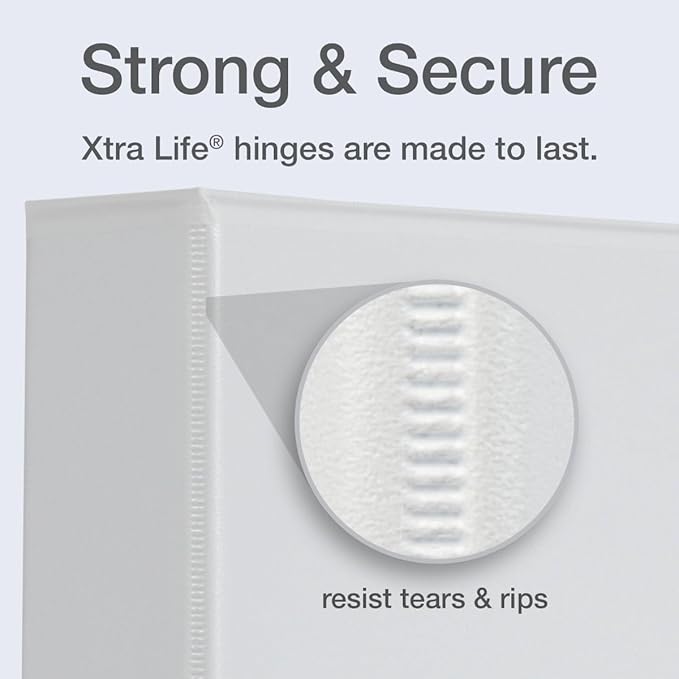 Cardinal 3 Ring Binder, 2 Inch Premier Easy Open Binder, ONE-Touch Locking Slant-D Rings, 565-Sheet Capacity, ClearVue Cover, PVC-Free, White (10320)