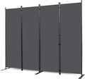 CHOSENM Wall Divider, 4 Panel Room dividers and Folding Privacy Screens with Wider Support Feet, 6 Ft Portable Privacy Screen for Room Separator, 88" W X 71" H, Grey