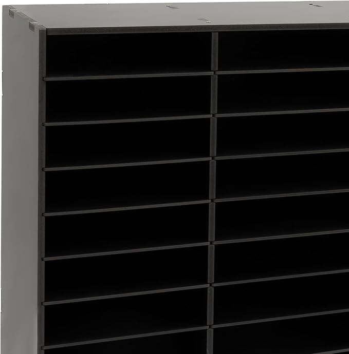 36 Slots Mail Sorters for Office, PVC Literature Organizer with Removable Shelves, Door-Less Mail Center Paper Storage Cabinet for Files Magazines Documents, 9.3 * 2.4in Each Slot (36 Slots - Black)