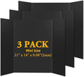 AKONEGE 3PCS Small Trifold Poster Board, 21 x 14 Inches Black Corrugated Cardboards Mini Tri Fold Poster Boards for School Projects, Science Fair, Business Presentations, Exhibitions, Event Display