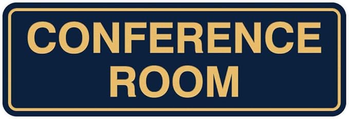 Standard Conference Room Sign - Blue/Gold - Large 1 Pack