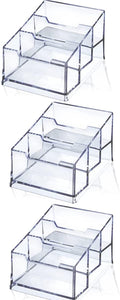 Meschett 3 Pack Clear Acrylic Business Card Holder,3 Tier Premium Acrylic Clear Business Card Holder Stand for Desk Fits 150 Business Cards
