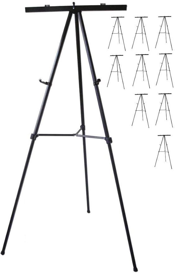 Pack of 10-Lightweight Aluminum Flip-Chart Presentation Easel, Black (10 Pack)